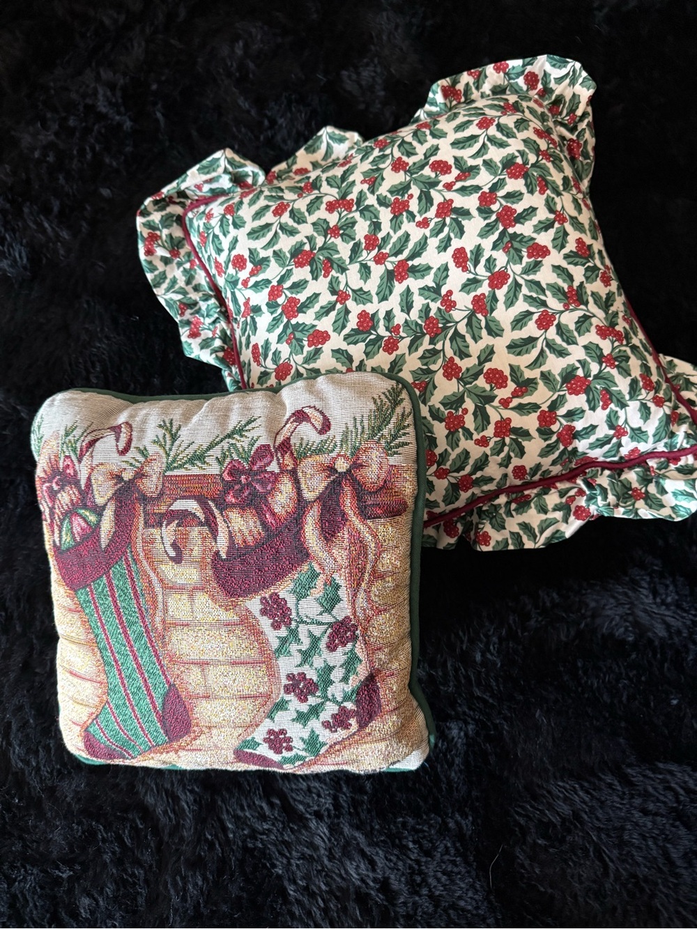Two Longaberger Holiday Throw Pillows